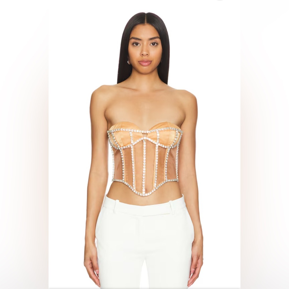 New NWT South Beach Corset in Tan Camila Coelho embellished straplesss